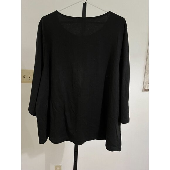 NWT Breckenridge Womens 3/4 Sleeve Floral Print Tee 3X Black Cotton/Polyester - Picture 3 of 7